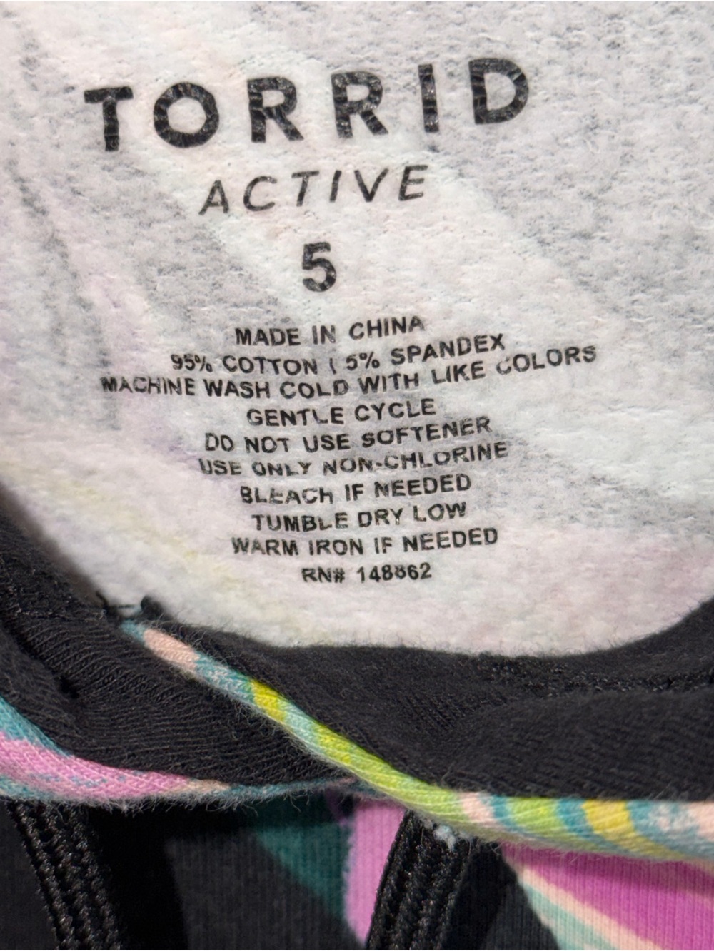 Torrid Pullover Black Hoodie with Pastel Tropical Leaf Print - Picture 5 of 6